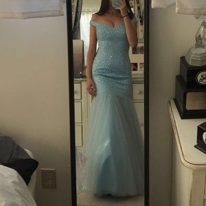 light blue beaded gown